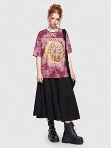 Rosie 太陽、月亮、字母印花染色短袖t恤 - 紫色 - 查看 5