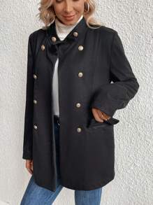 SHEIN Unity Double Breasted Flap Detail Coat