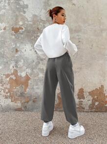SHEIN EZwear Letter Graphic Drop Shoulder Sweatshirt & Sweatpants