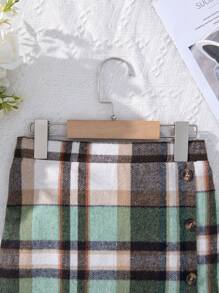 Falda escocesa para niña preadolescente - Verde - Ver 5