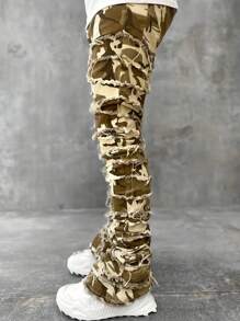 Teen Boy Camo Print Ripped Jeans