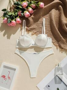 Lowkey Lull 字母拼接有鋼圈內衣褲套裝