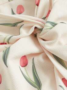 SHEIN MOD Plus Size Printed Twist Front Wrap Cami Dress - Yellow - View 4