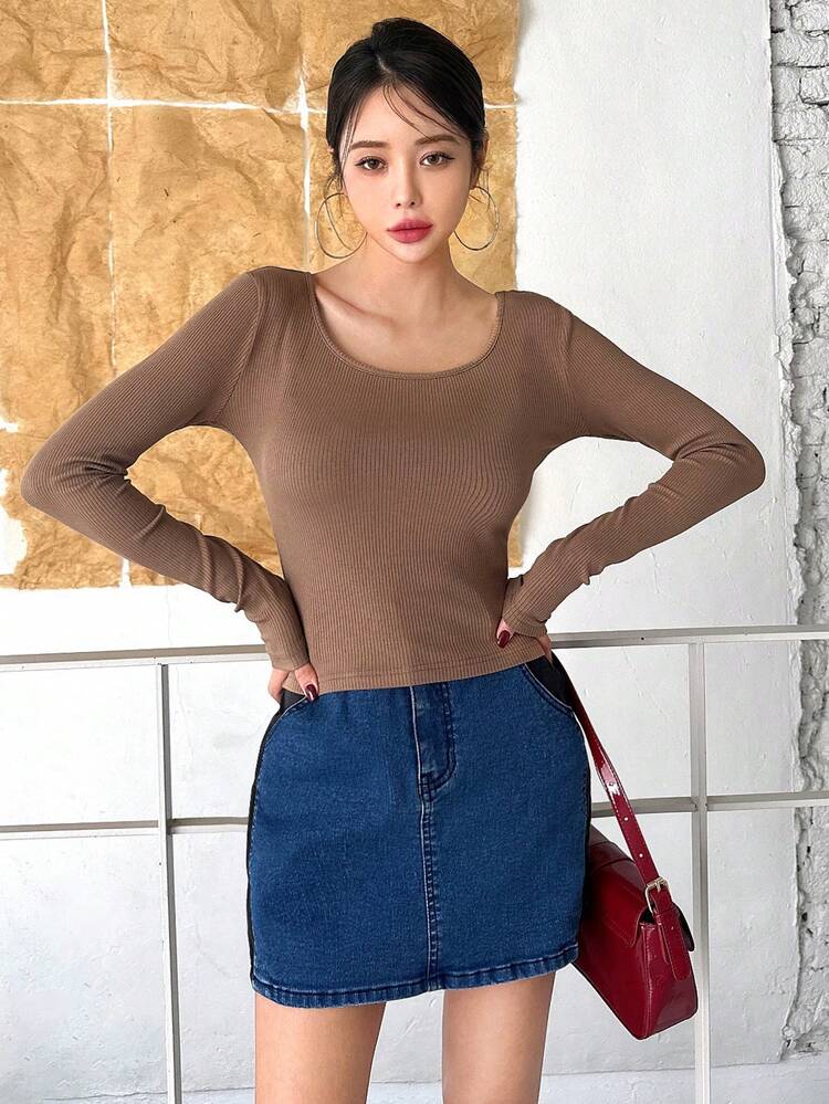Solid Scoop Neck Tee