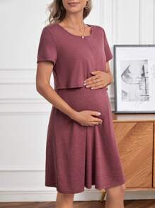 SHEIN Maternity Solid Nursing Dress