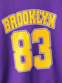 SHEIN 男小童字母圖案條紋飾邊二合一衛衣和衛褲 - 彩色 - 查看 5