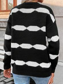 SHEIN LUNE 撞色落肩袖套頭毛衣