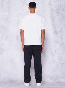 SUMWON Designer Logo Sweatpants Wide Leg Athletic Loungewear Pants Streetwear Relaxed Fit Comfort Sports Athleisure Drawstring Waistband Winter Casual - Black - View 4