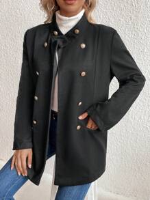 SHEIN Unity Double Breasted Flap Detail Coat