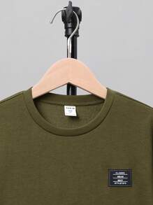 SHEIN Tween Boy Letter Patched 2 In 1 Tee - Army Green - View 4
