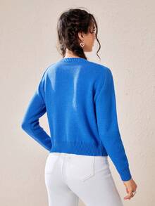 SHEIN EZwear 女士毛衣 - 藍色 - 查看 2