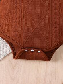 Đứa bé trai Chất rắn Áo liền quần chặt & Quần nỉ - màu nâu - Xem 6