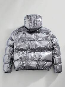 Manfinity RebelGame Men's Zip-Up Hooded Winter Coat - Silver - View 2