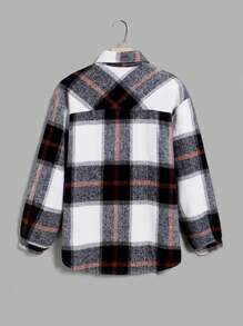 GENKIRA Plaid Print Flap Pocket Overcoat - Black - View 2