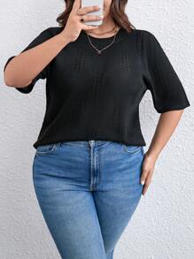 SHEIN LUNE Talla grande Top unicolor de punto de malla