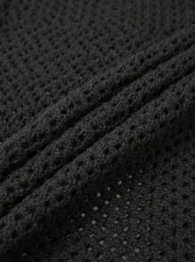 SHEIN Unity Solid Pointelle Knit Sweater Dress - Black - View 5