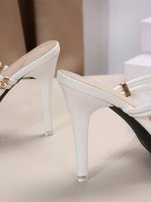 Fall/Winter Plus Size Closed Toe Furry High Heel Sandals, European And American Front Strap Mule Slippers,Sexy,Party