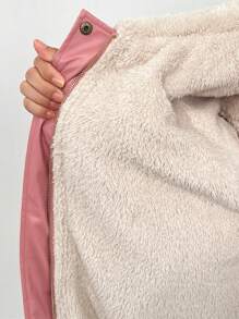 SHEIN EZwear Plus Borg Collar Raglan Sleeve Zip Up Jacket
