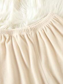 SHEIN Tween Girl Peter Pan Collar Button Front Shirt & Pants - Apricot - View 3