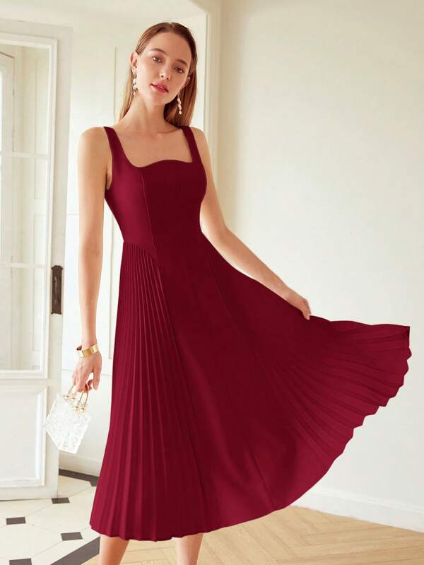 MOTF PREMIUM PLEATED CORSET MIDI DRESS