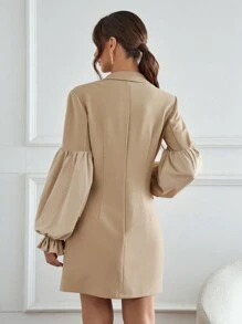 SHEIN Privé Flounce Sleeve Double Breasted Flap Detail Blazer Dress