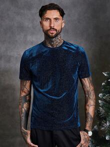 GENTILAND Men Glitter Tee - Blue - View 6