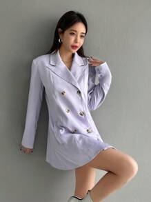 SHEINNeu Double Breasted Blazer Dress - Mauve Purple - View 3