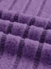 SHEIN EZwear Solid Ribbed Knit Pencil Skirt - Lilac Purple - View 4