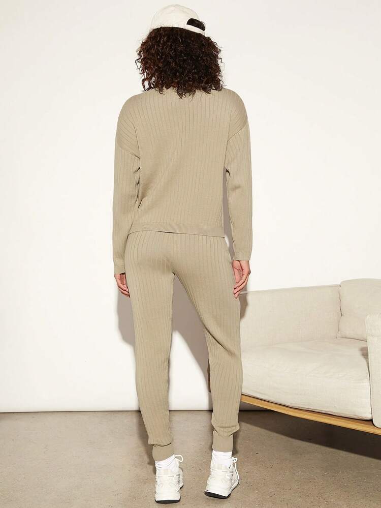 Drop Shoulder Sweater & Knit Pants