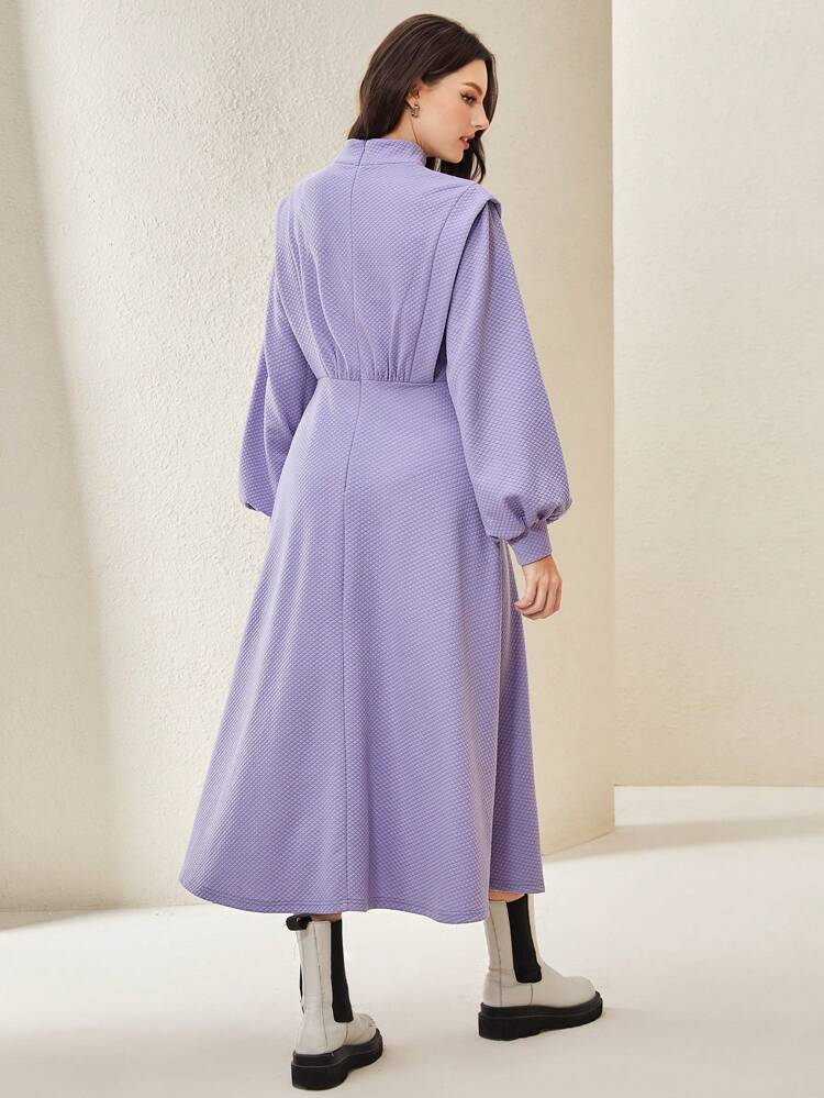 Mock Neck Lantern Sleeve Dress