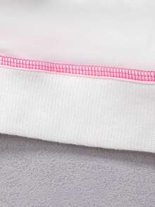 SHEIN Young Girl Letter Graphic Top-stitching Pullover & Sweatpants - Multicolor - View 3