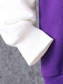 SHEIN 男小童字母圖案條紋飾邊二合一衛衣和衛褲 - 彩色 - 查看 3