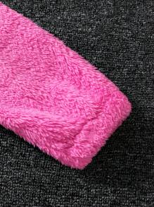 SHEIN Tween Girl Star Pattern Contrast Collar Flannel Half Zip Teddy Top & Skirt - Hot Pink - View 6