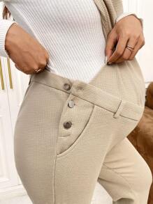 SHEIN Maternity 1pc Slant Pocket Overall Jumpsuit - Khaki - View 6