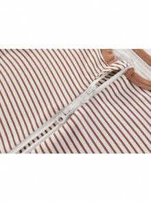 Baby Boy Striped Print Zip Up Jumpsuit - Coffee Brown - View 5