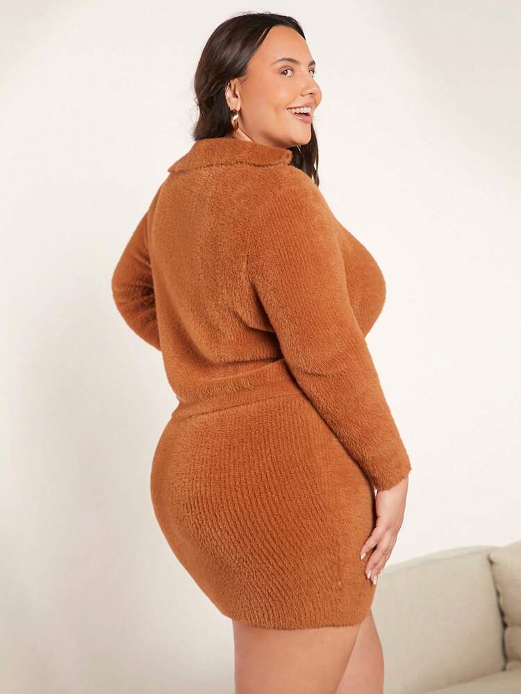 Plus Solid Sweater & Knit Skirt