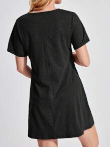 SHEIN Trang phục thư giãn Bà bầu Hoạt hình Dễ thương - màu đen - Xem 2