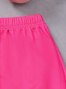 SHEIN Young Girl Letter Graphic Top-stitching Pullover & Sweatpants - Multicolor - View 4