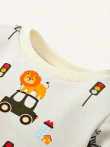 Cozy Pixies Baby Boys Cartoon Graphic Sweatshirt & Sweatpants - Apricot - View 3