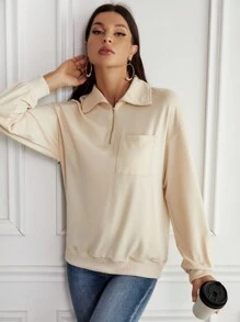 SHEIN LUNE Half Zip Drop Shoulder Sweatshirt