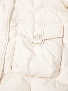 可拆卸連帽拉鏈開襟羽絨服 - 米色 - 查看 7