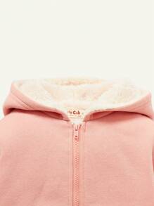 Cozy Pixies Bebé niña Cazadora con diseño de parche de letra con forro térmico con cremallera con capucha