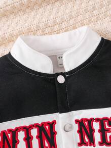 SHEIN Young Girl Letter Graphic Varsity Jacket