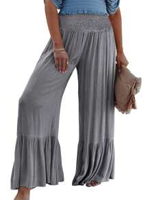 EMERY ROSE 大碼荷葉邊闊腿褲 - 深灰色 - 查看 4