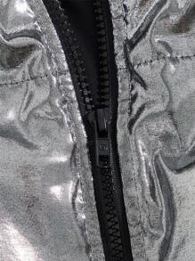 Manfinity RebelGame Men's Zip-Up Hooded Winter Coat - Silver - View 6