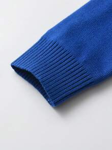 Young Boy Car & Letter Graphic Sweater - Blue - View 4