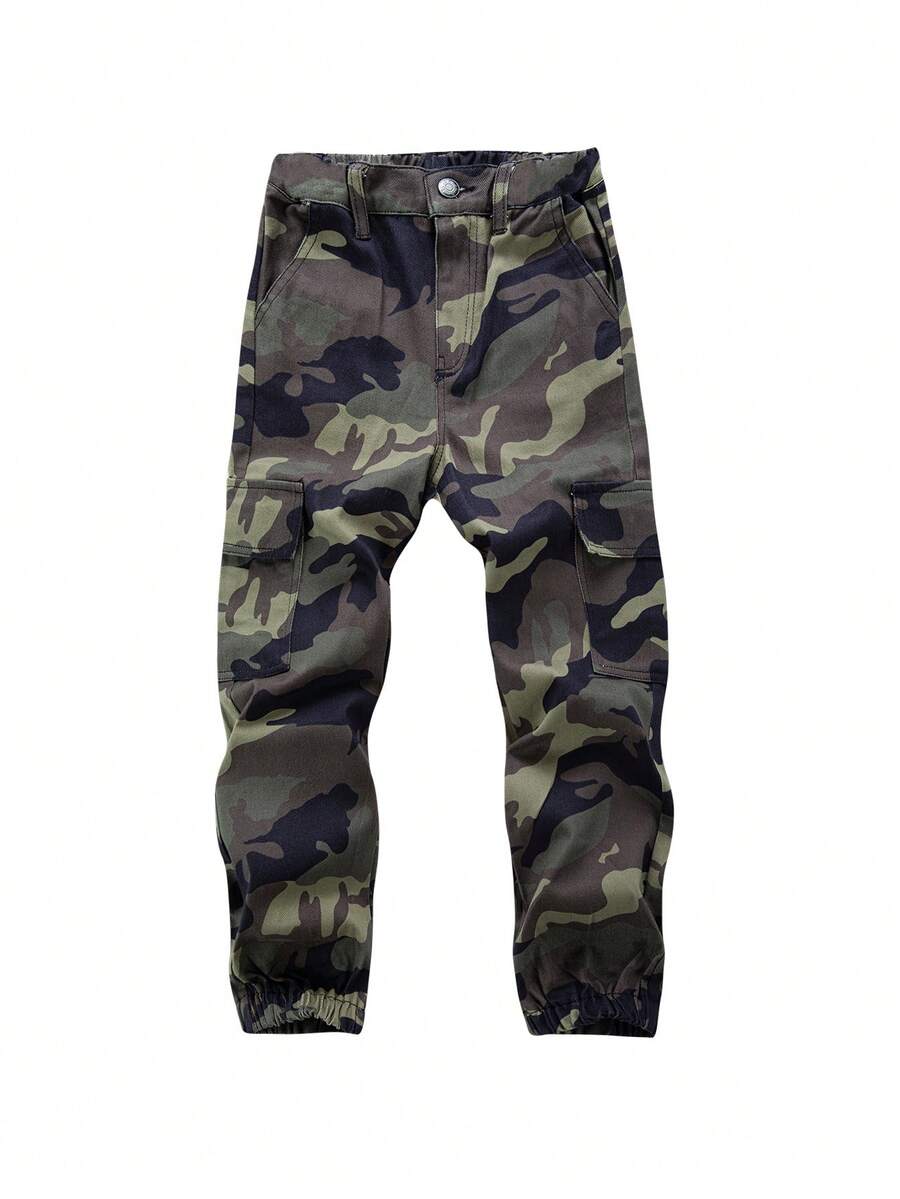 Thiếu niên con trai Camo In Túi có nắp Quần jean chở hàng - xanh quân đội - Xem 1