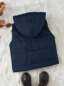 SHEIN 男小童連帽羽絨背心大衣