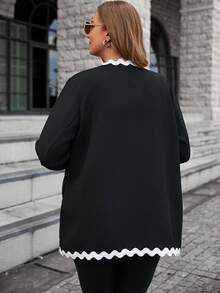 SHEIN Clasi 大碼拼接邊開門襟外套 - 黑與白 - 查看 2