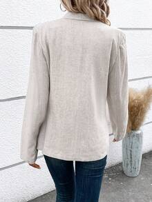 SHEIN LUNE Shawl Collar Open Front Blazer - Khaki - View 2